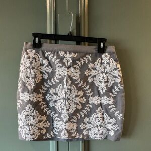 Blu Pepper Gray with White Embroidered Mini Skirt